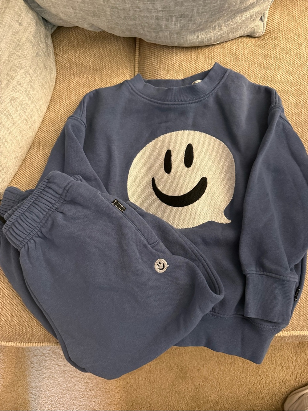 Molo Blue Smiley Sweatshirt and Joggers Set